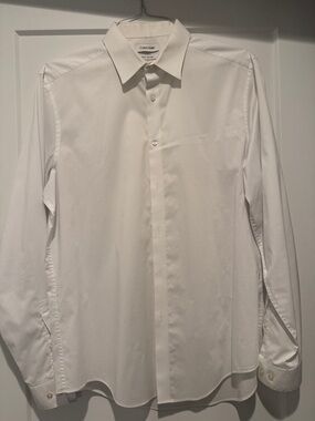 Calvin Klein Men's White Long-Sleeve Dress Shirt
